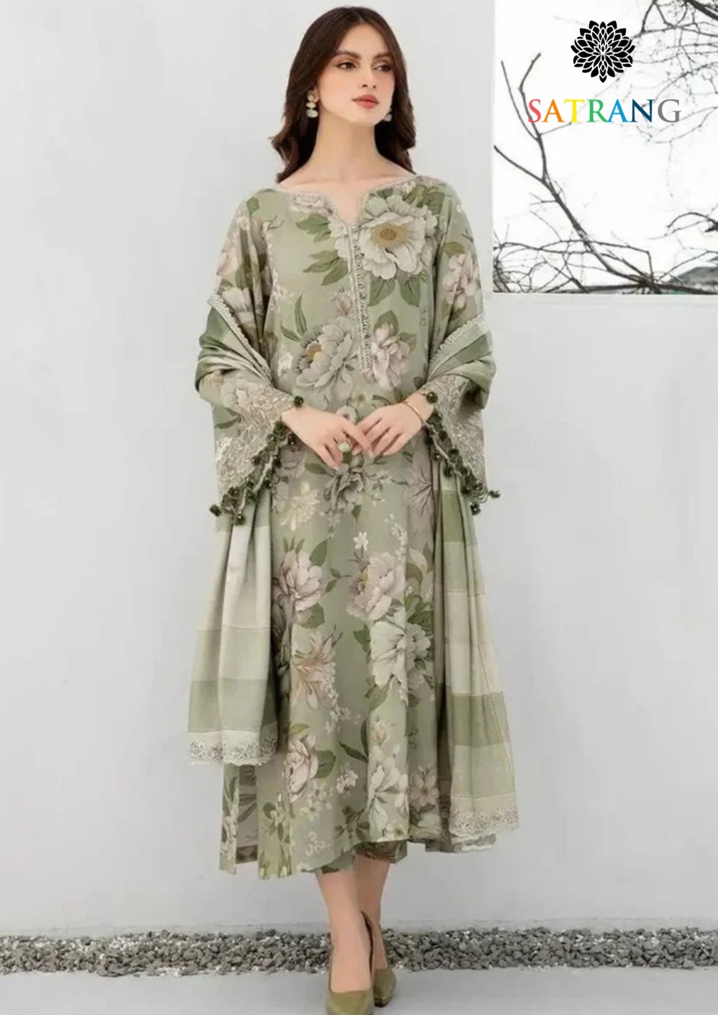 Winter Unstitched 3PCs Digital Printed Karandi Dress With Digital Printed Karandi Shawl SR-664