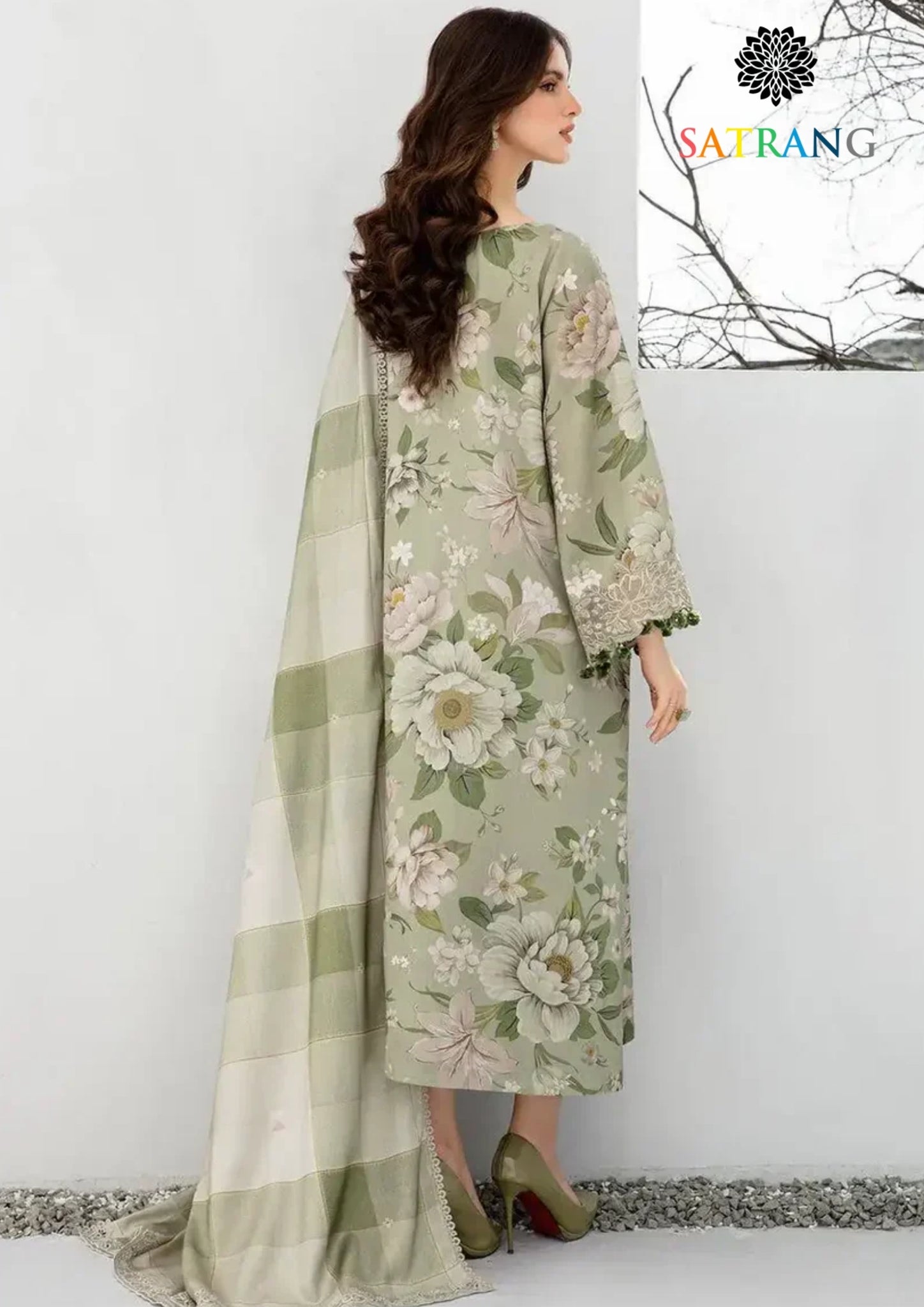 Winter Unstitched 3PCs Digital Printed Karandi Dress With Digital Printed Karandi Shawl SR-664