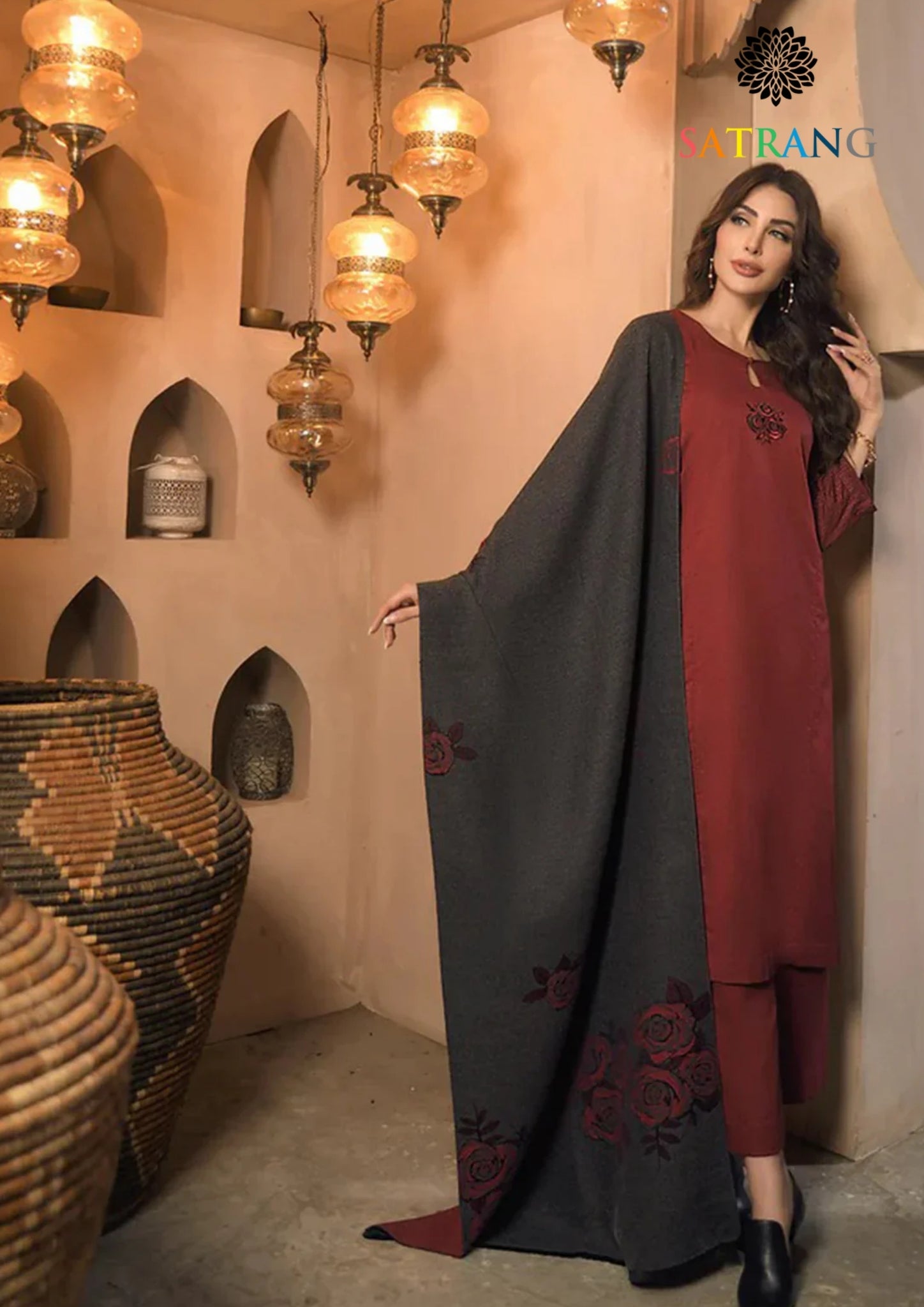 Winter Unstitched 3PCs Digital Printed Dhanak Dress With Digital Printed Dhanak Shawl SR-666