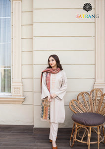 Winter Unstitched 3PCs Embroidered Dhanak Dress With Digital Printed Karandi Shawl SR-677