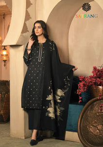 Winter Unstitched 3PCs Embroidered Dhanak Dress With Digital Printed Karandi Shawl SR-667