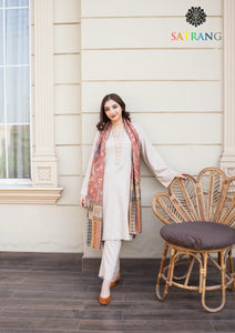 Winter Unstitched 3PCs Embroidered Dhanak Dress With Digital Printed Karandi Shawl SR-677