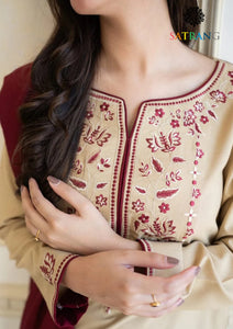 Winter Unstitched 3PCs Embroidered Dhanak Dress With Embroidered Dhanak Shawl SR-670