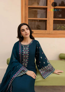 Winter Unstitched 3PCs Embroidered Dhanak Dress With Embroidered Chiffon Dupatta SR-671
