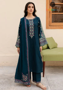 Winter Unstitched 3PCs Embroidered Dhanak Dress With Embroidered Chiffon Dupatta SR-671