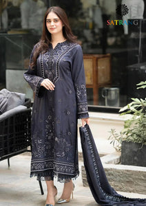 Winter Unstitched 3PCs Embroidered Dhanak Dress With Embroidered Dhanak Shawl SR-673