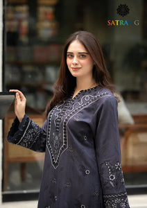 Winter Unstitched 3PCs Embroidered Dhanak Dress With Embroidered Dhanak Shawl SR-673