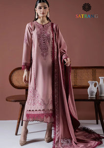 Winter Unstitched 3PCs Embroidered Dhanak Dress With Embroidered Dhanak Shawl SR-675