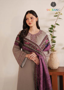 Winter Unstitched 3PCs Embroidered Dhanak Dress With Digital Printed Karandi Shawl SR-678