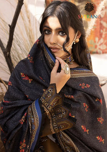 Winter Unstitched 3PCs Embroidered Dhanak Dress With Digital Printed Karandi Shawl SR-682