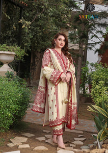 Winter Unstitched 3PCs Embroidered Dhanak Dress With Embroidered Dhanak Shawl SR-686
