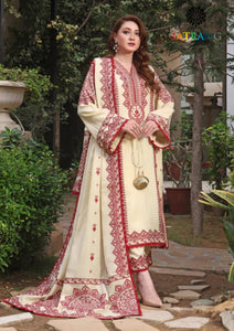 Winter Unstitched 3PCs Embroidered Dhanak Dress With Embroidered Dhanak Shawl SR-686