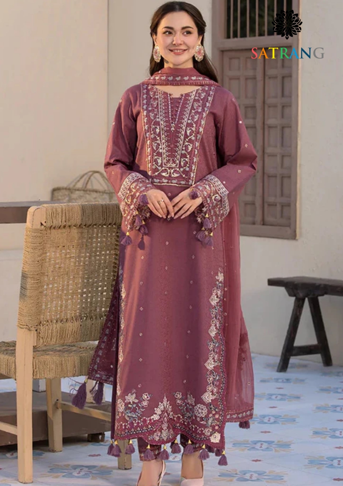 Winter Unstitched 3PCs Embroidered Dhanak Dress With Embroidered Dhanak Shawl SR-687
