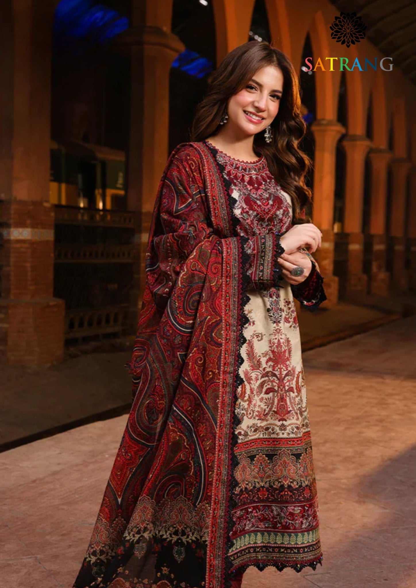 Winter Unstitched 3PCs Digital Printed Karandi Dress With Digital Printed Karandi Shawl SR-688