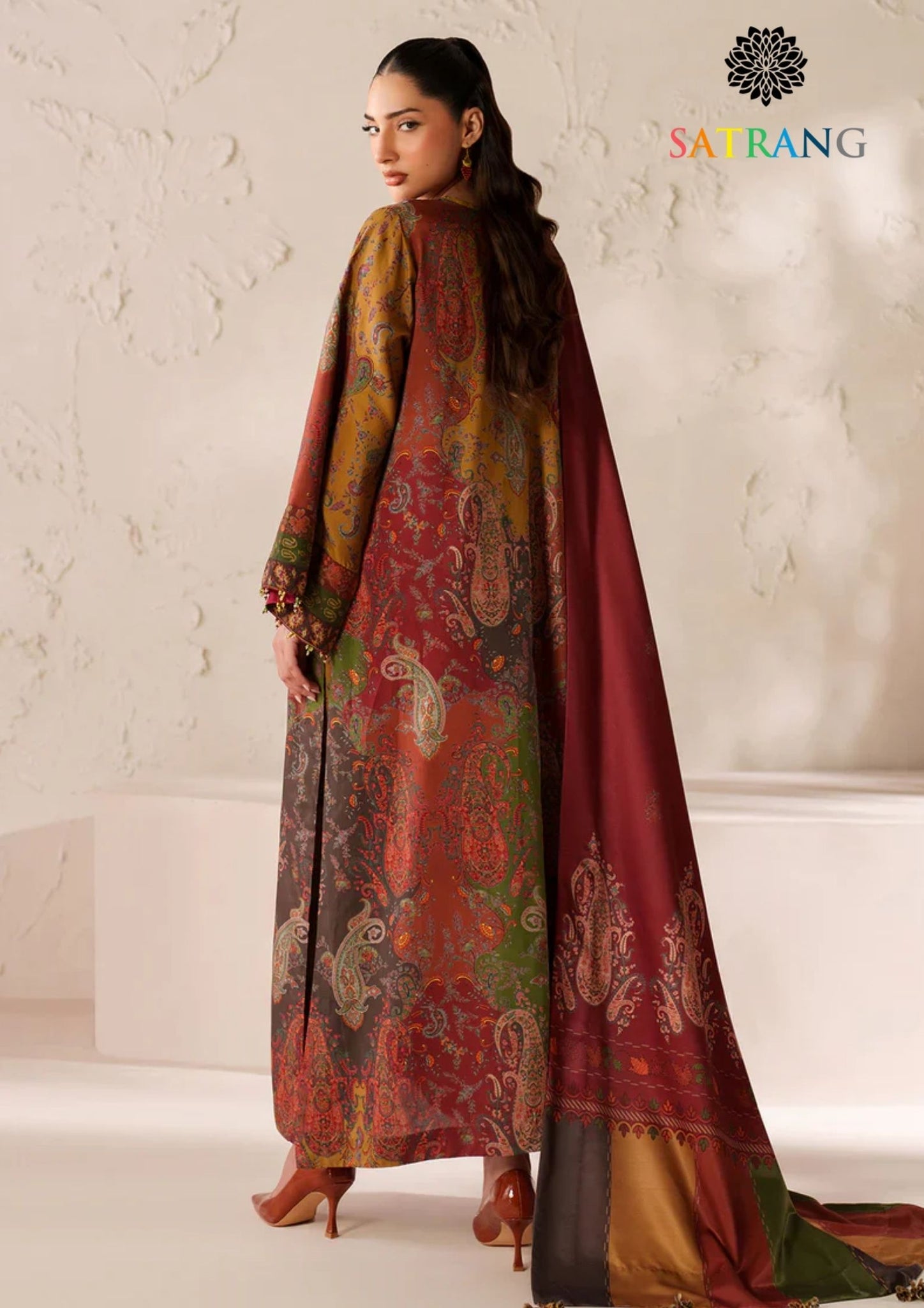 Winter Unstitched 3PCs Digital Printed Karandi Dress With Digital Printed Karandi Shawl SR-697
