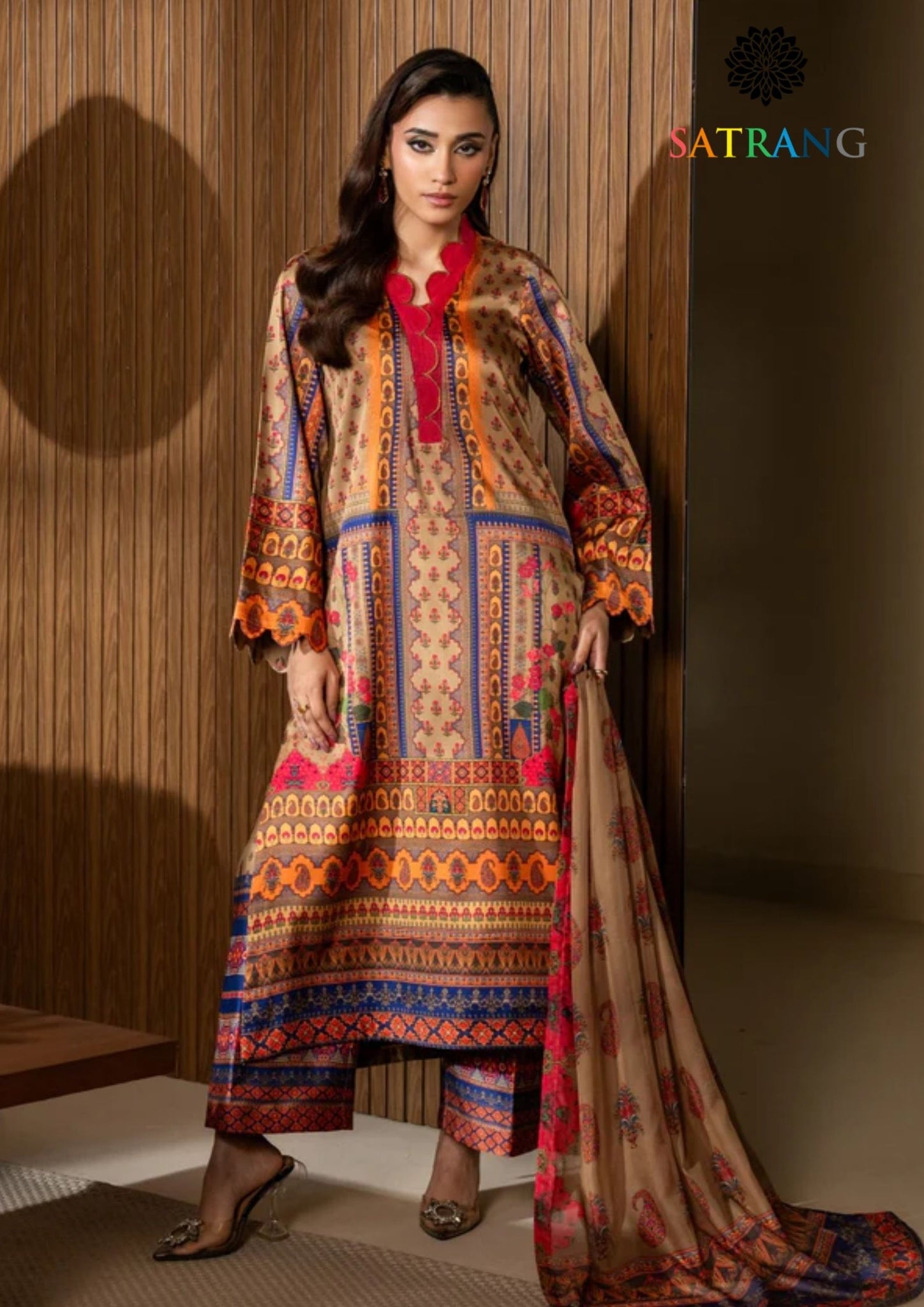 Winter Unstitched 3PCs Digital Printed Karandi Dress With Digital Printed Karandi Shawl SR-701