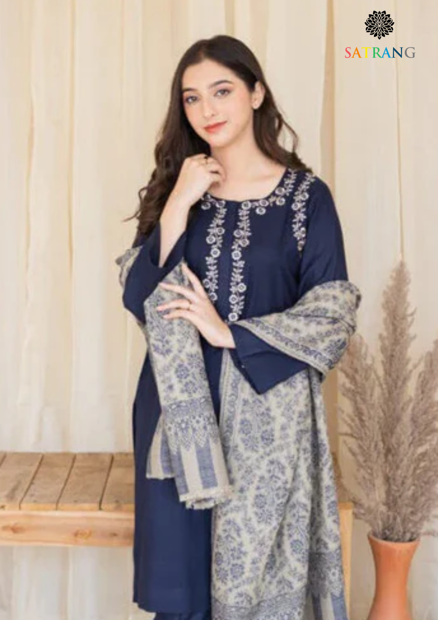 Summer Unstitched 3PCs Embroidered Lawn Dress With Diamond Monar Dupatta SR-256