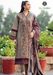 Winter Unstitched 3PCs Embroidered Dhanak Dress With Digital Printed Karandi Shawl SR-268