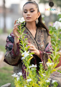Winter Unstitched 3PCs Embroidered Dhanak Dress With Digital Printed Karandi Shawl SR-268