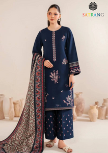 Summer Unstitched 3PCs Embroidered Lawn Dress With Monar Dupatta SR-290