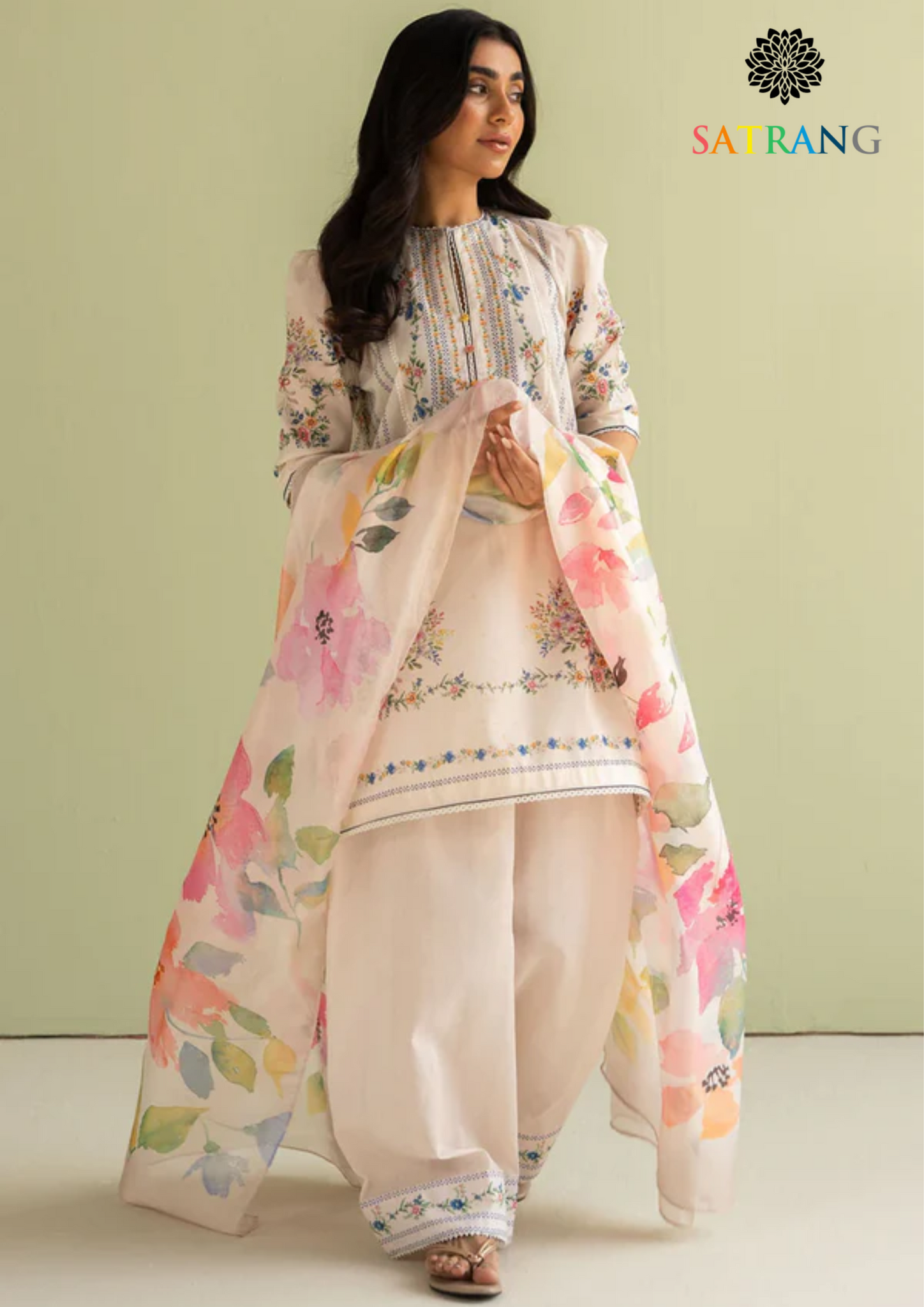 Summer Unstitched 3PCs Digital Printed Lawn Dress With Digital Printed Silk Dupatta SR-292