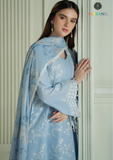 Summer Unstitched 3PCs Embroidered Lawn Dress With Digital Printed Cotton Net Dupatta SR-296