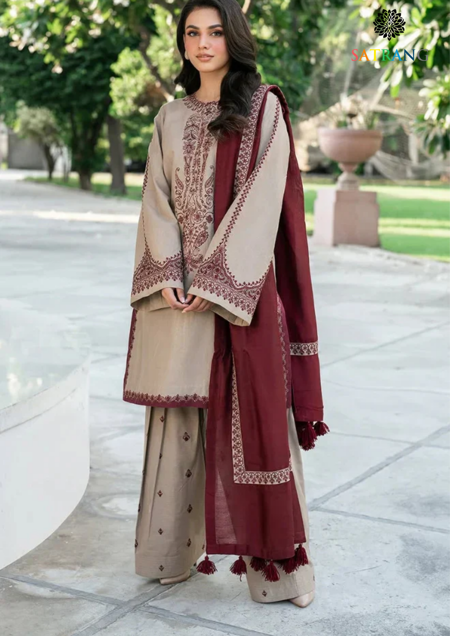 Summer Unstitched 3PCs Embroidered Lawn Dress With Monar Dupatta SR-299