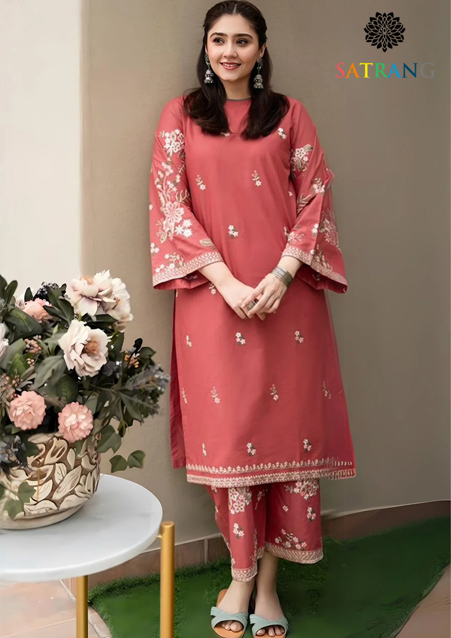 Summer Unstitched 2PCs Lawn Embroidered Dress SR-304