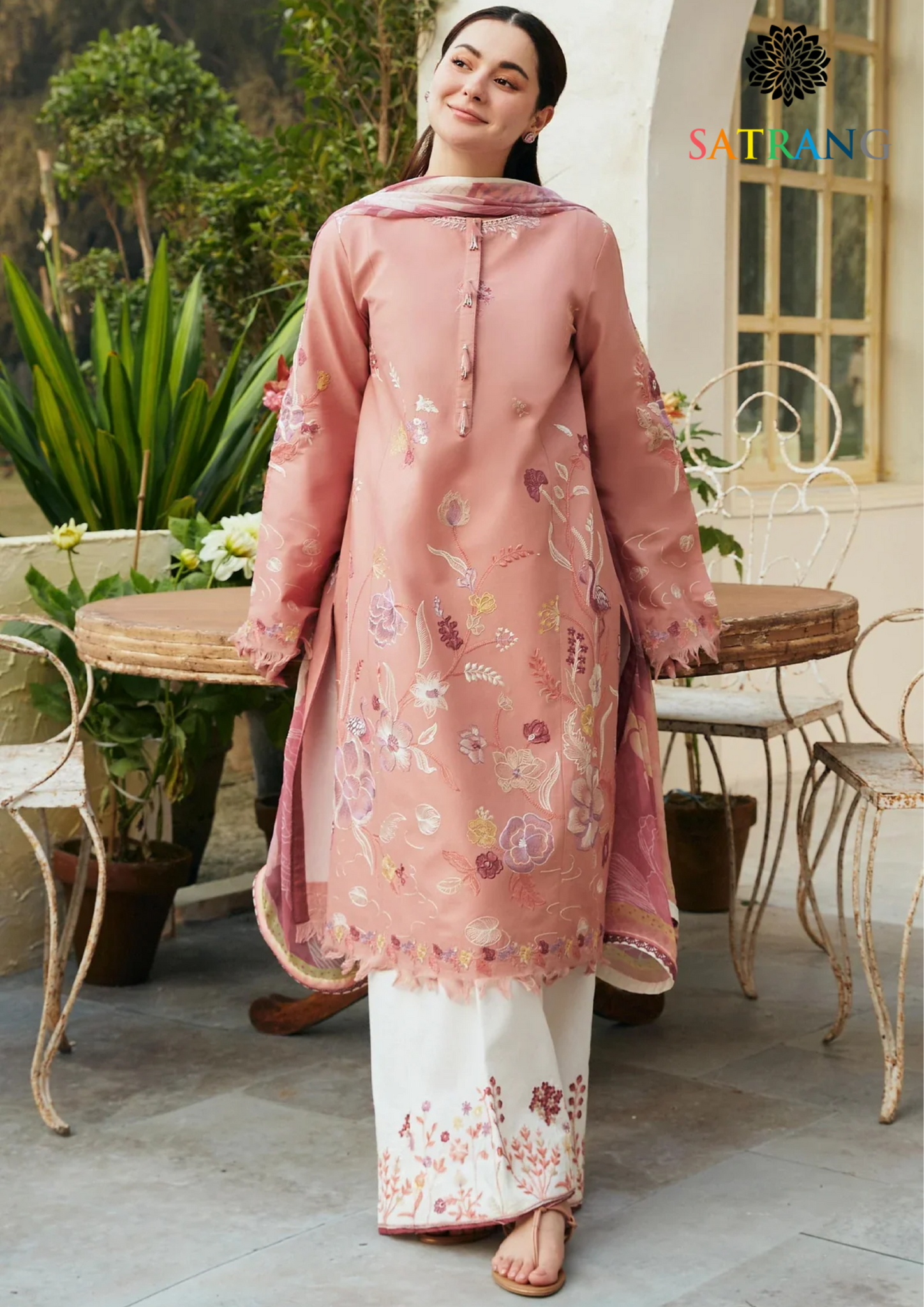 Summer Unstitched 3PCs Lawn Embroidered Dress With Diamond Dupatta SR-305