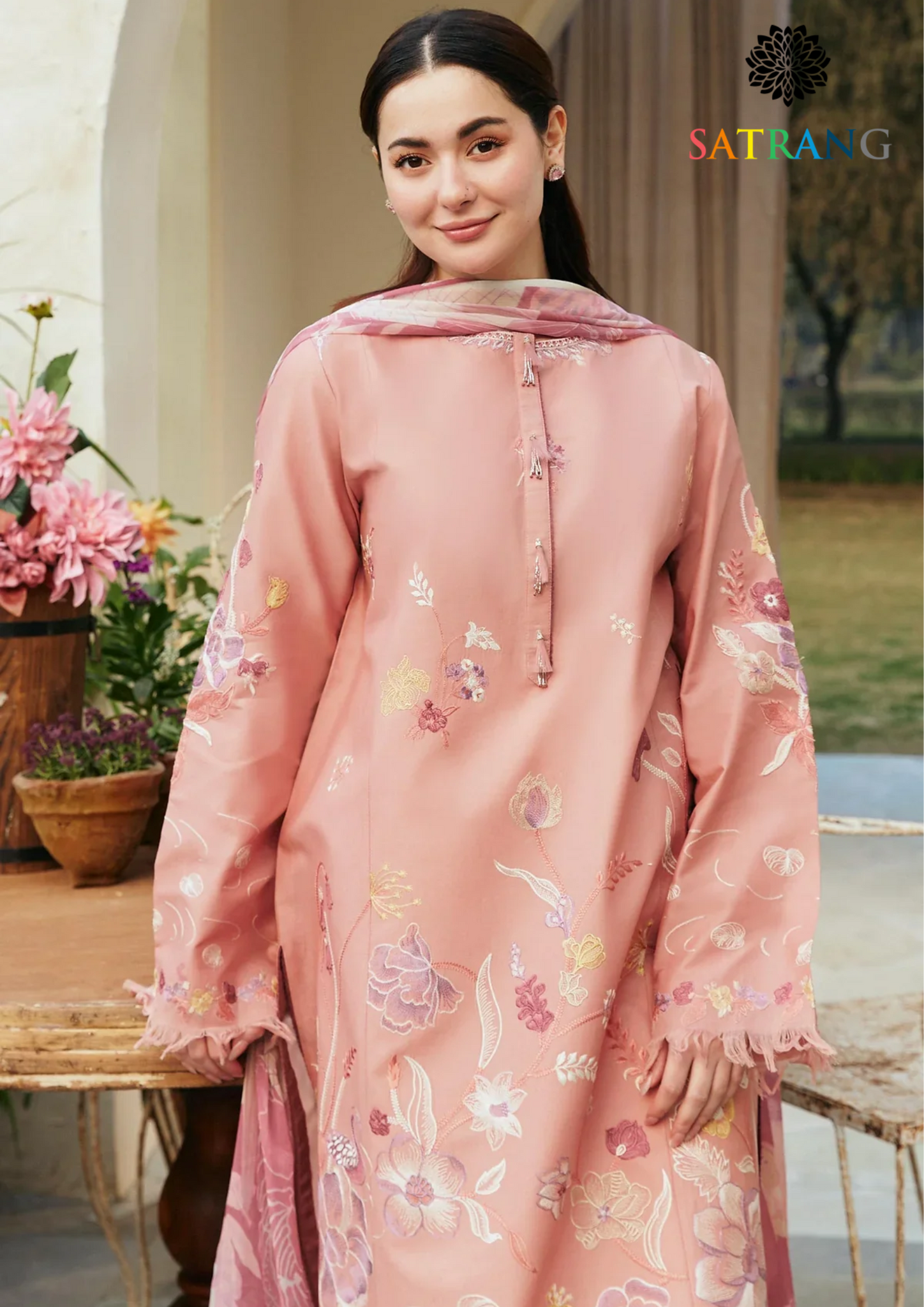 Summer Unstitched 3PCs Lawn Embroidered Dress With Diamond Dupatta SR-305