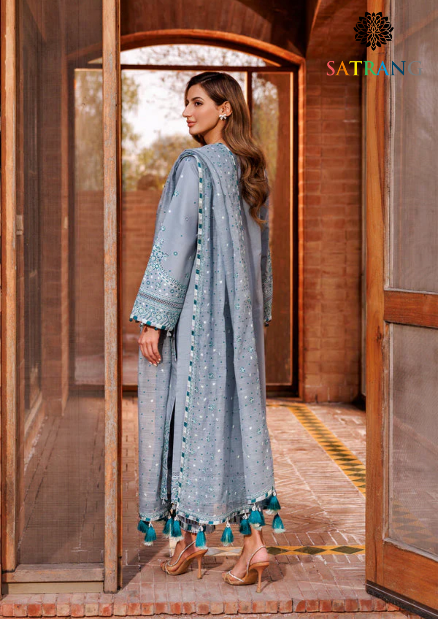 Summer Unstitched 3PCs Lawn Embroidered Dress With Diamond Dupatta SR-306