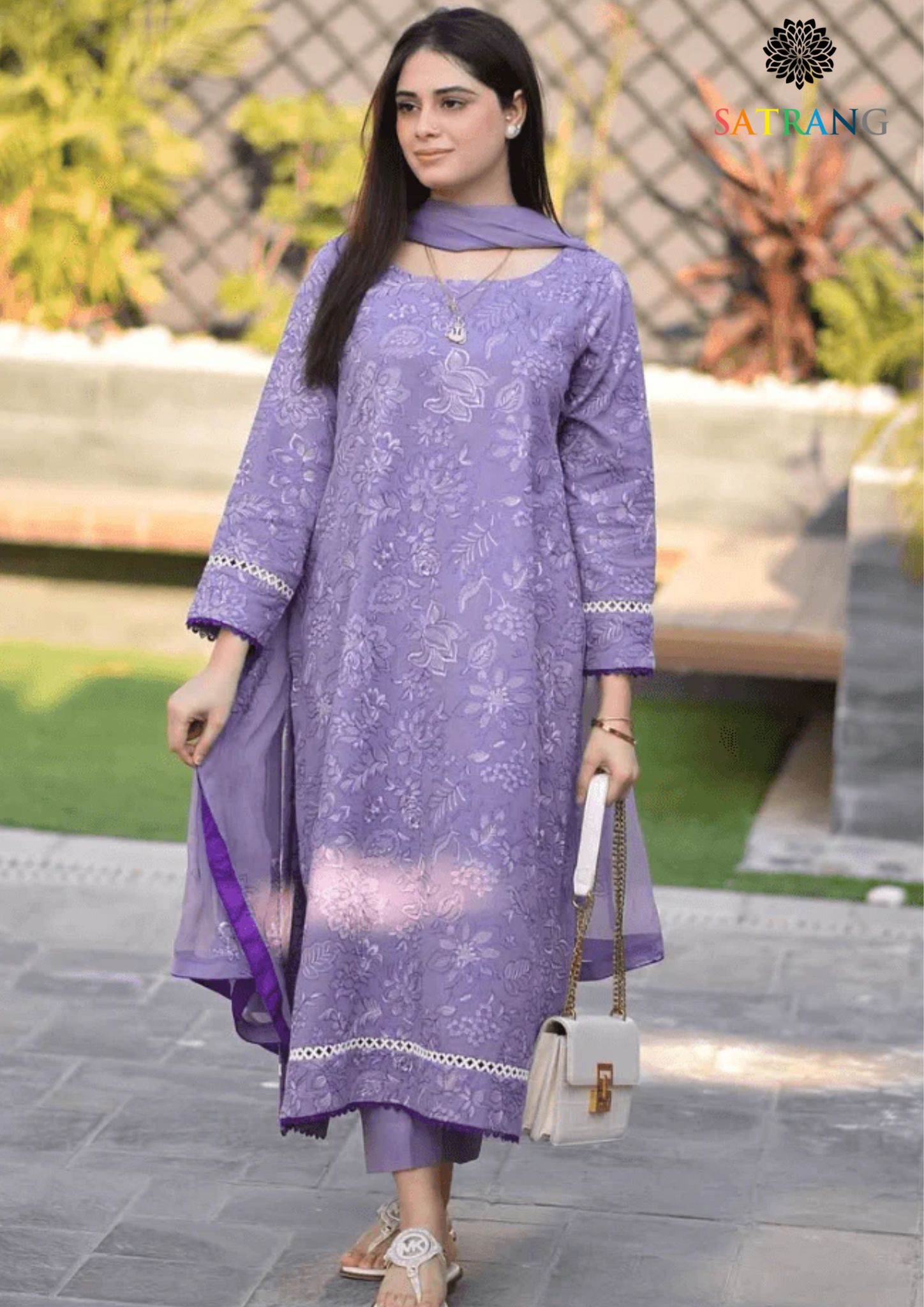 Summer Unstitched 3PCs Embroidered Lawn Dress With Embroidered Chiffon Dupatta SR-308