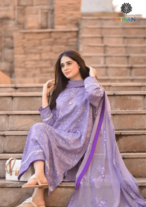 Summer Unstitched 3PCs Embroidered Lawn Dress With Embroidered Chiffon Dupatta SR-308