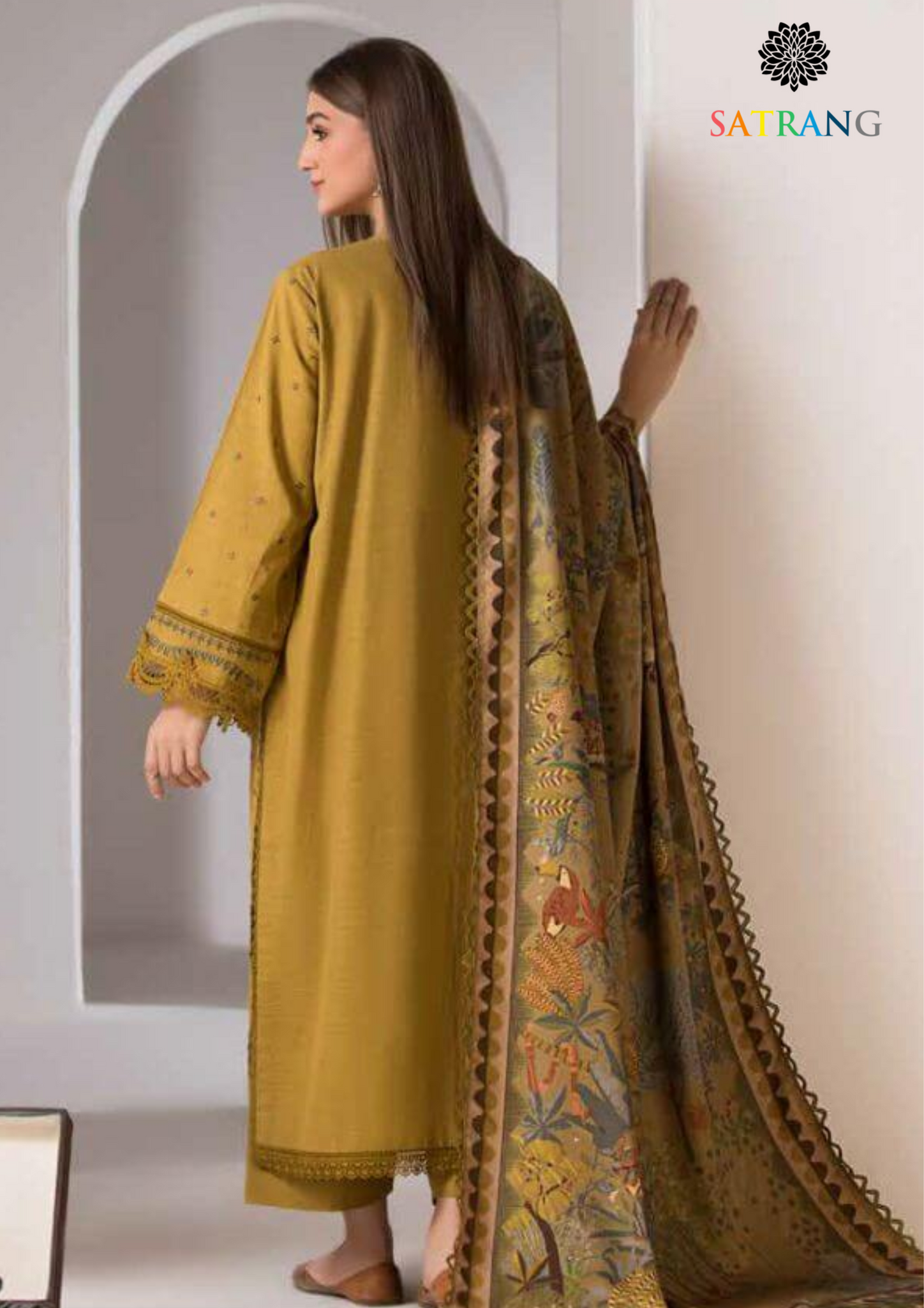 Summer Unstitched 3PCs Embroidered Lawn Dress With Diamond Dupatta SR-309