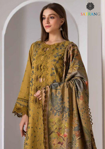 Summer Unstitched 3PCs Embroidered Lawn Dress With Diamond Dupatta SR-309
