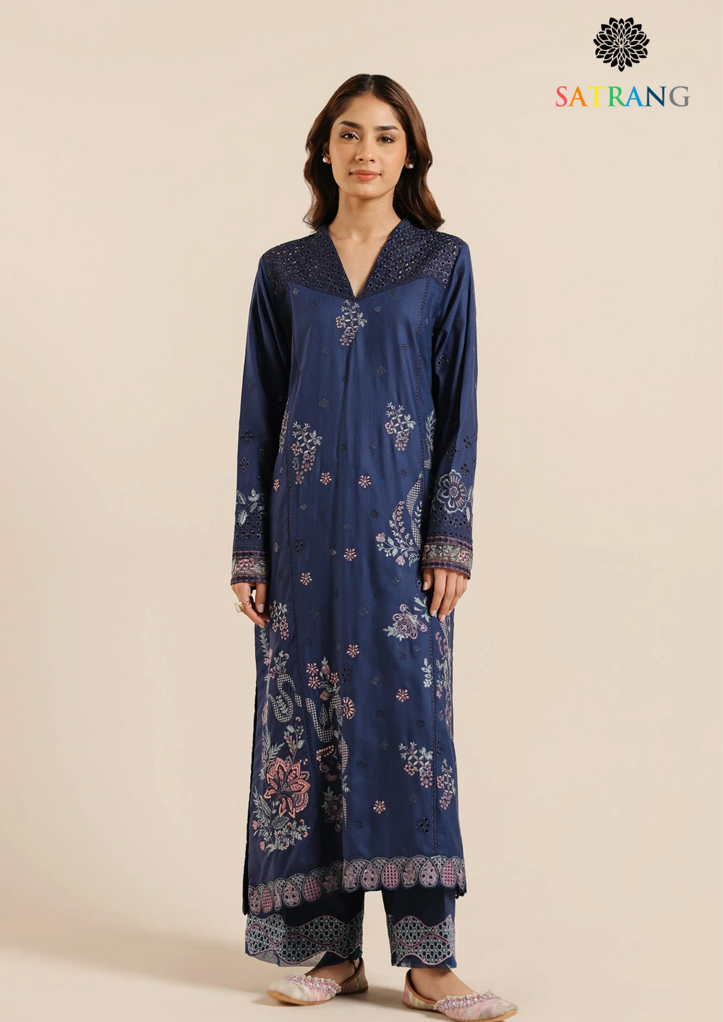 Summer Unstitched 2PCs Lawn Embroidered Dress With Lawn Trouser SR-310