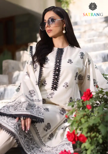 Summer Unstitched 3PCs Embroidered Lawn Dress With Embroidered Chiffon Dupatta SR-311