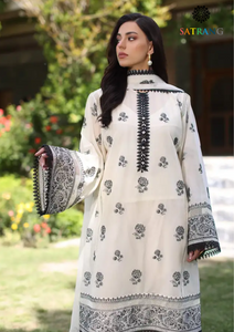 Summer Unstitched 3PCs Embroidered Lawn Dress With Embroidered Chiffon Dupatta SR-311