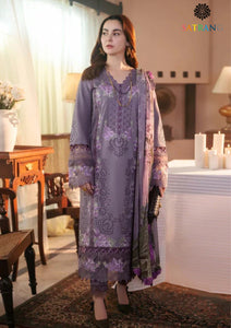 Summer Unstitched 3PCs Heavy Embroidered Lawn Dress With Digital Printed Chiffon Dupatta SR-314