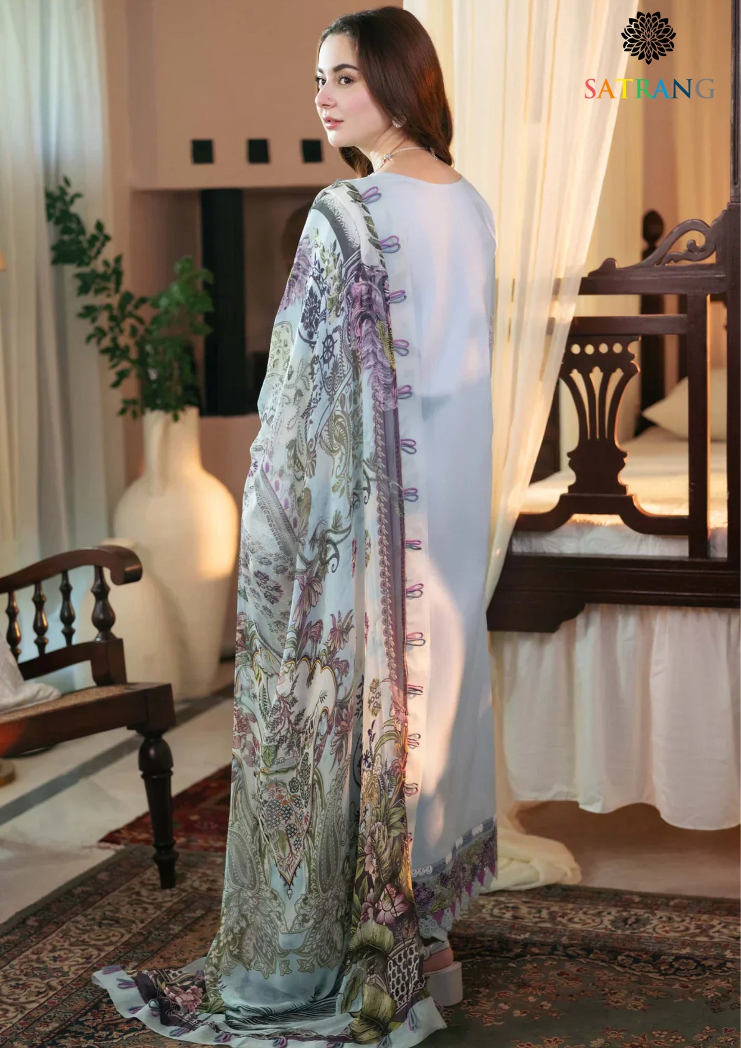 Summer Unstitched 3PCs Heavy Embroidered Lawn Dress With Digital Printed Chiffon Dupatta SR-316
