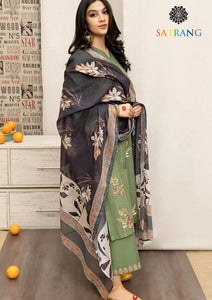 Winter Unstitched 3PCs Embroidered Dhanak Dress With Digital Printed Karandi Shawl SR-518