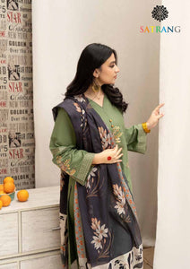 Winter Unstitched 3PCs Embroidered Dhanak Dress With Digital Printed Karandi Shawl SR-518