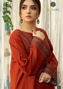 Winter Unstitched 3PCs Embroidered Dhanak Dress With Digital Printed Karandi Shawl SR-563