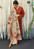 Winter Unstitched 3PCs Embroidered Dhanak Dress With Digital Printed Karandi Shawl SR-563