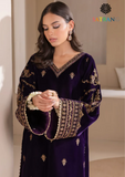 Winter Unstitched 3PCs Embroidered Velvet Dress With Embroidered Organza Dupatta SR-597