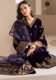 Winter Unstitched 3PCs Embroidered Velvet Dress With Embroidered Organza Dupatta SR-597