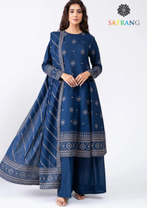 Winter Unstitched 3PCs Embroidered Dhanak Dress With Heavy Embroidered Dhanak Shawl SR-599