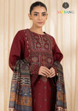 Winter Unstitched 3PCs Embroidered Dhanak Dress With Digital Printed Karandi Shawl SR-600