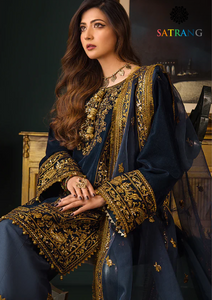 Winter Unstitched 3PCs Embroidered Velvet Dress With Embroidered Organza Dupatta SR-606