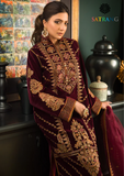 Winter Unstitched 3PCs Embroidered Velvet Dress With Embroidered Organza Dupatta SR-608